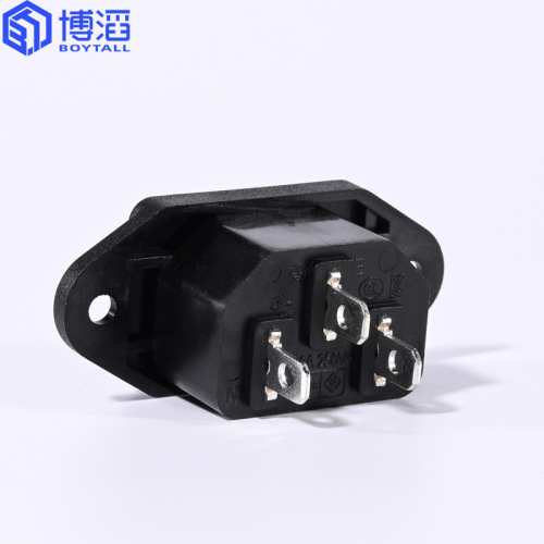 Botao AC power socket with fixed ears screw hole c14 pin suffix socket male socket safety TUV certification