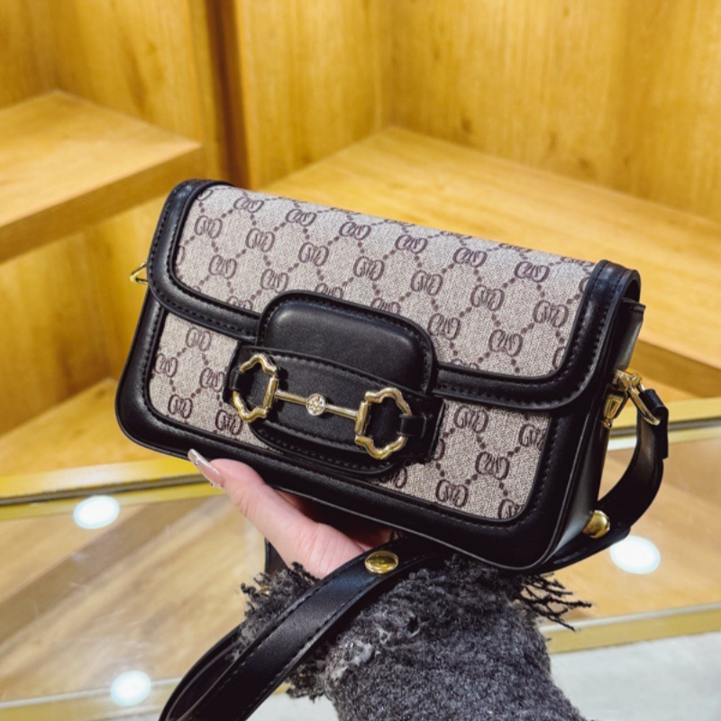 高級感のあるファッションバッグの女性2025の新型レトロなサドルバッグのプリントの小さい方のカバン|undefined