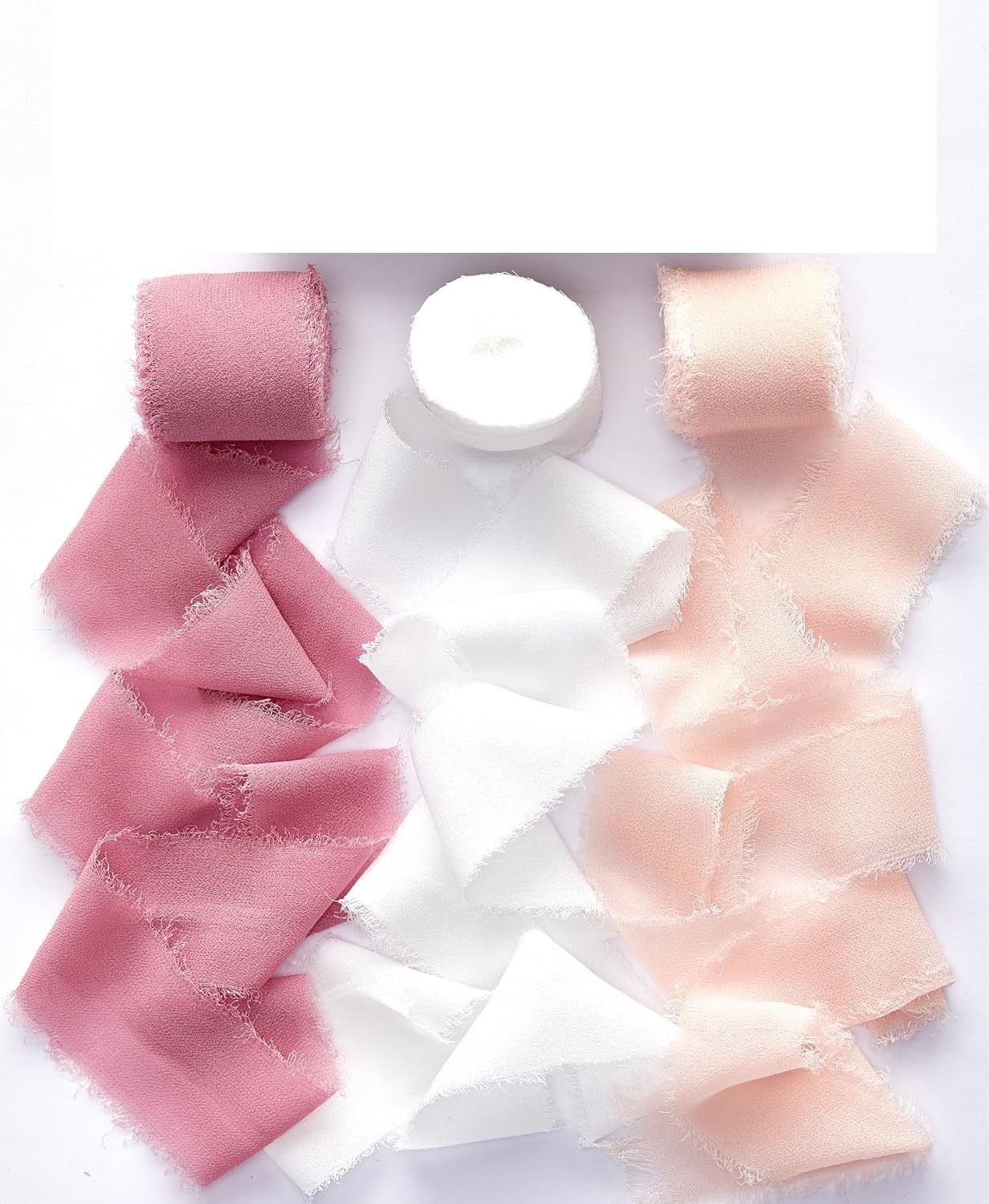 INS deshilachado gasa cinta ramo de la boda borla cinta arco decoración hilo de nieve tira de tela de seda