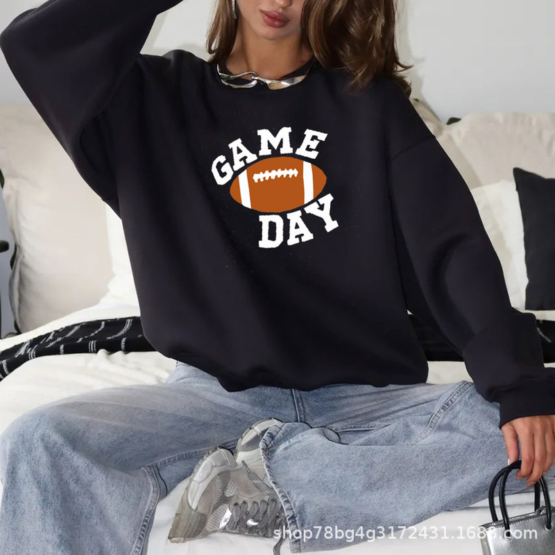 European and American Style Baseball Super Bowl Sweatshirt Printed Letters Loose Round Neck Long-Sleeved Sports Sweatshirt