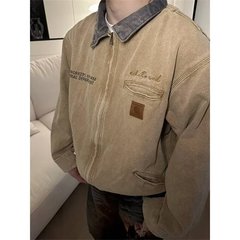 Cleanfitアメリカのレトロな水洗いは古いデニムのカハ風のヴィンテージのデトロイトの工装のジャケットをします。