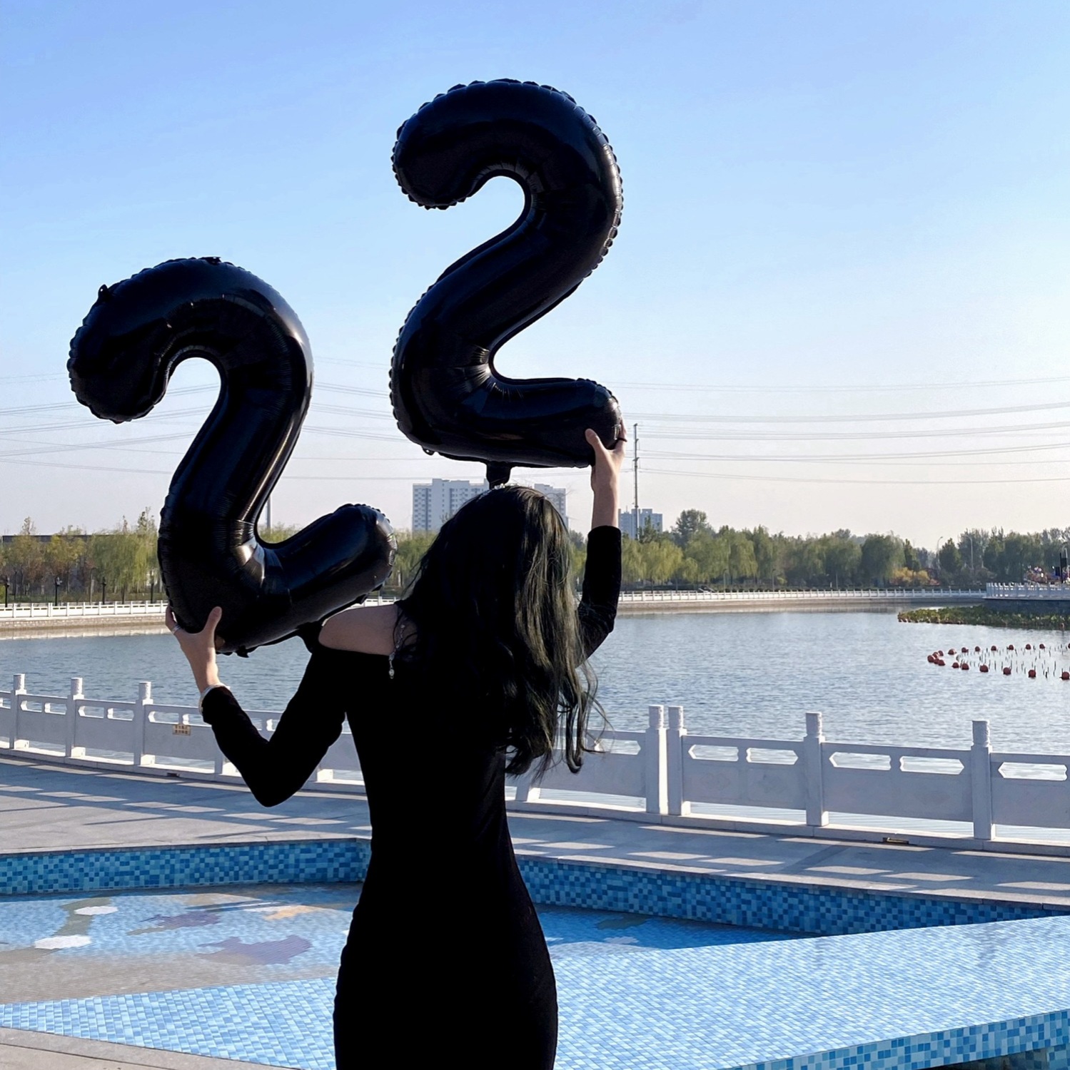 32-inch 40-inch black ins large digital birthday balloon photo props first-year party scene decoration