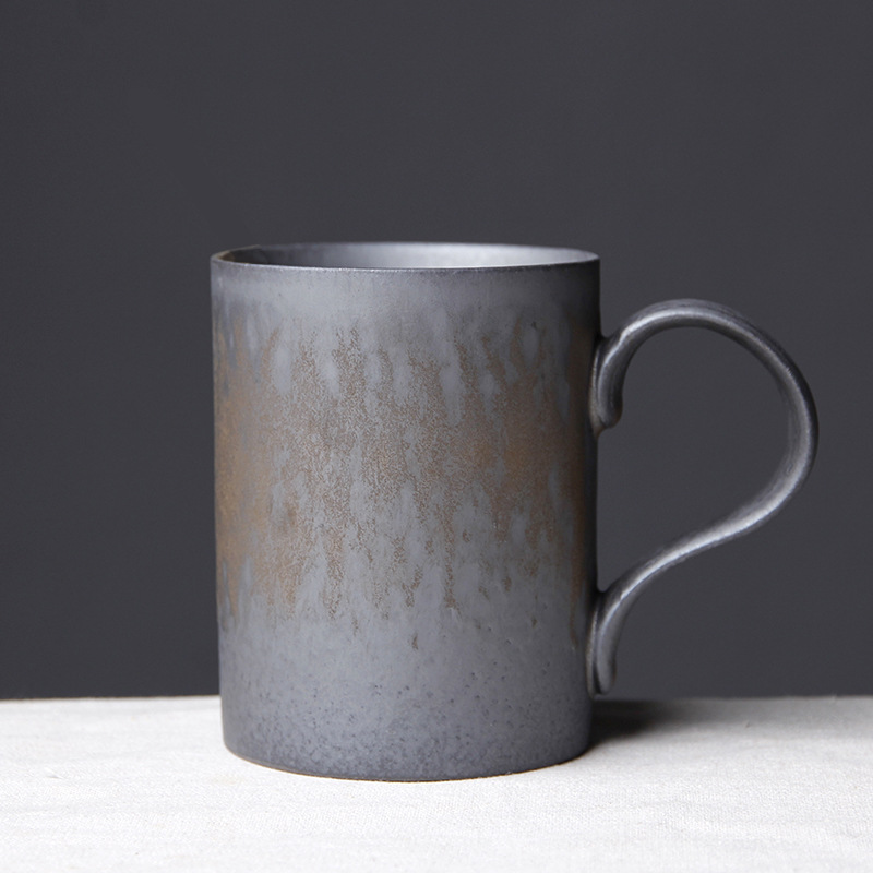 Japanese Retro Ceramic Coffee Mug With Wooden Handle_voghion.com