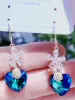 Purple elite crystal earings, earrings, flowered