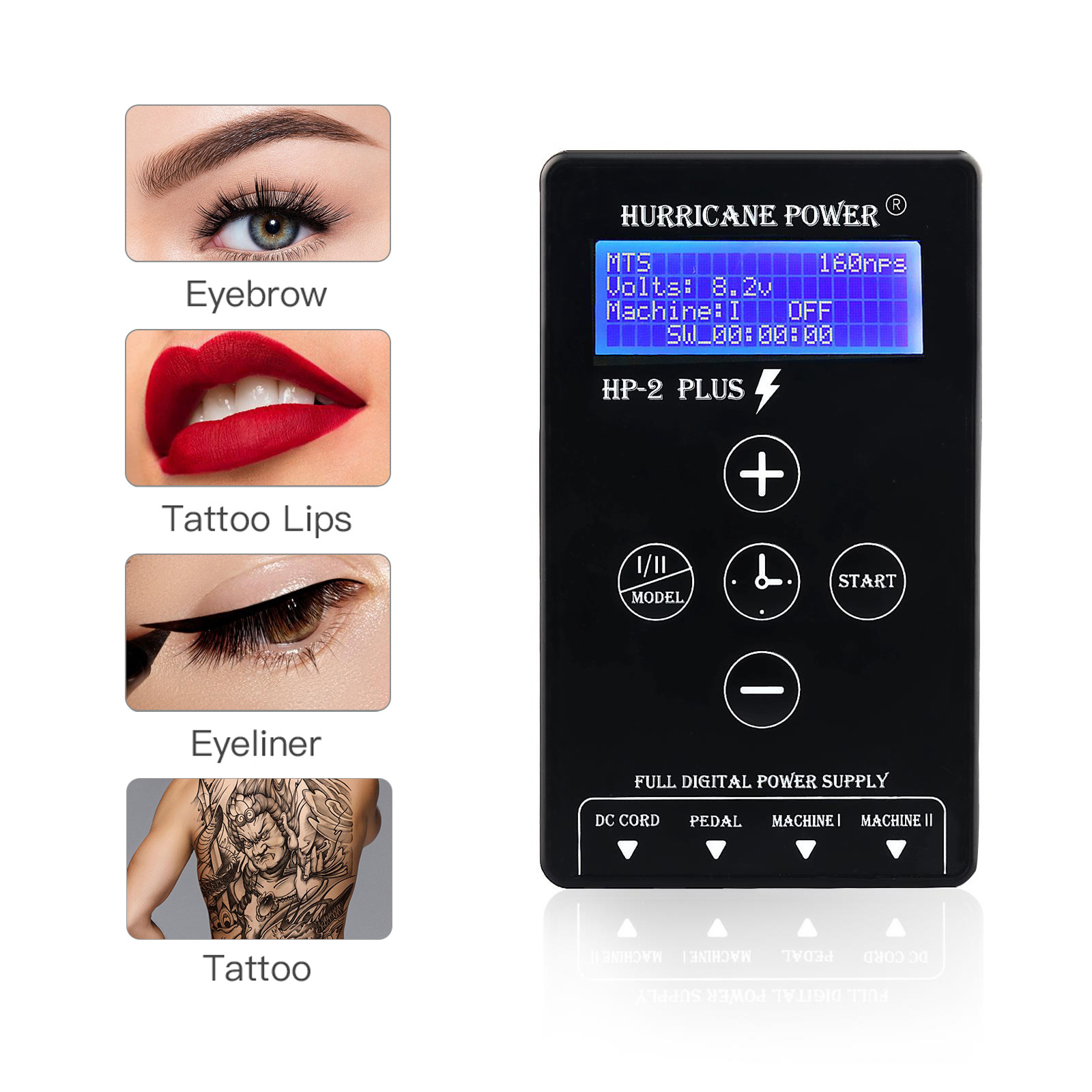 Máquina de bordado de tatuaje galvanómetro PLUS pantalla de alimentación ajustable de tatuaje transformador de pie herramienta de flujo de pie máquina de tatuaje
