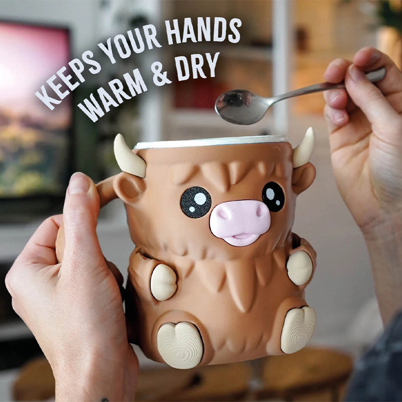 跨境Highland Cow Ice Cream Pint Rack可爱的高地牛冰淇淋品脱架|undefined