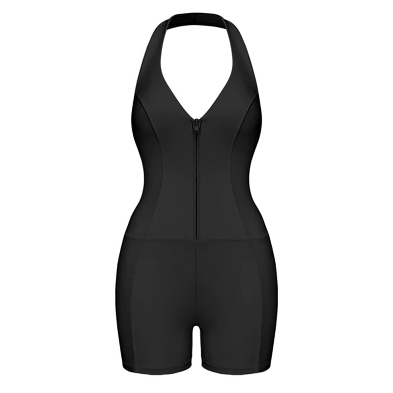 Combinaison de sport v-neck avec fermeture éclair pour yoga_voghion.com