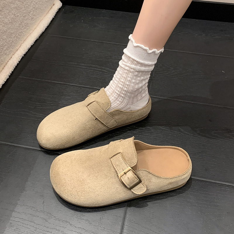 女王范复古包头厚底拖鞋女外穿2025秋季新款配裙子百搭半拖勃肯鞋|undefined