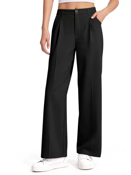 Cross-Border Spring and Autumn Formal Season European and American College Style Straight-Leg Girls' High-Waisted Drape Versatile Suit Casual Solid Color Long Pants