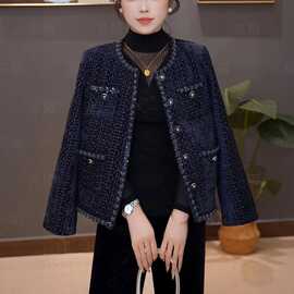 一件代发2026秋季新款时尚复古洋气小香风长袖女装小西装外套上衣