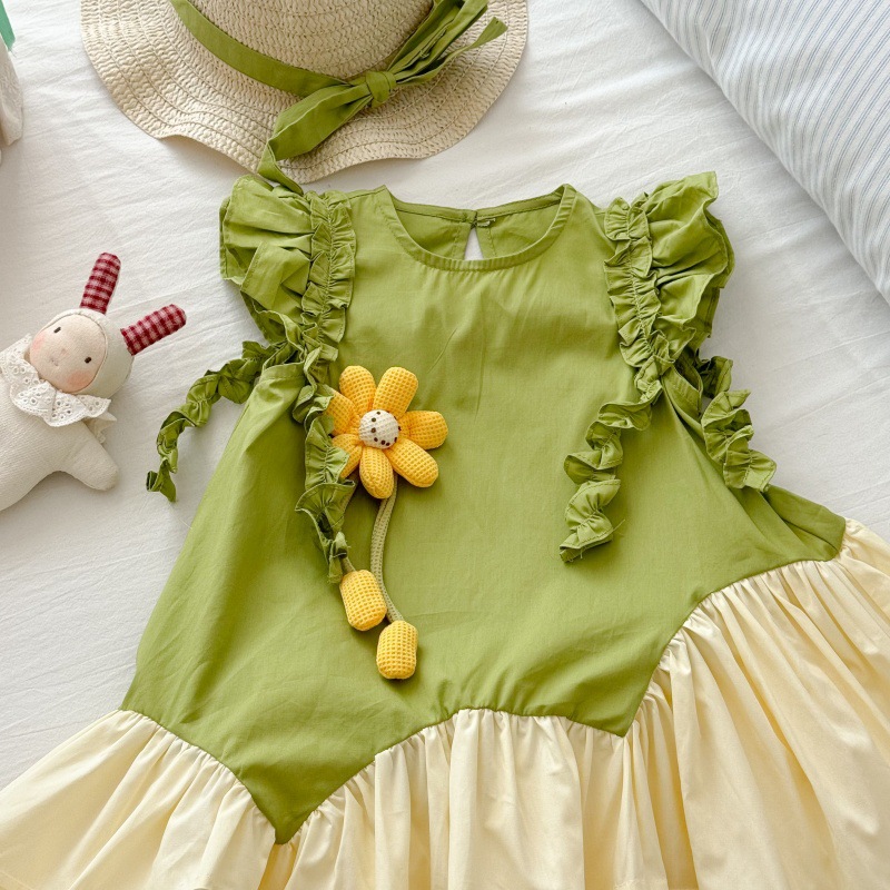 [Sombrero gratis] Vestido de niña Verano 2025 Nuevo estilo Vestido de chaleco de manga voladora de bebé