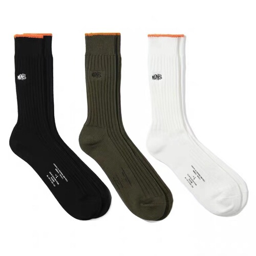 Champion MDNS, same as Mandy Leung, orange edge striped embroidery mid-calf socks, street-style thick knit socks, INSA men's and women's sports socks