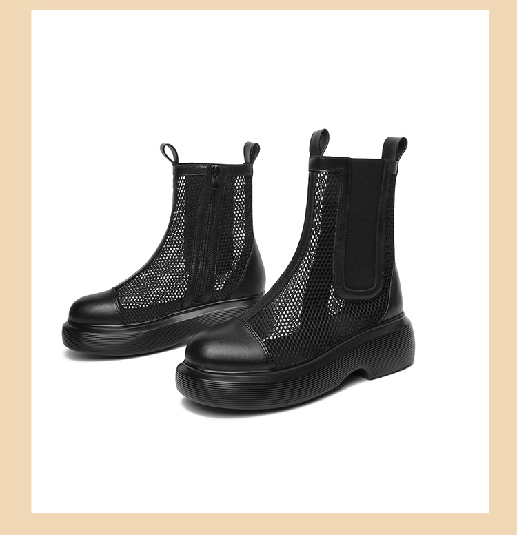Boot lưới nữ cổ thấp thoáng khí mùa hè phong cách Martin — Màu đen chi tiết 24