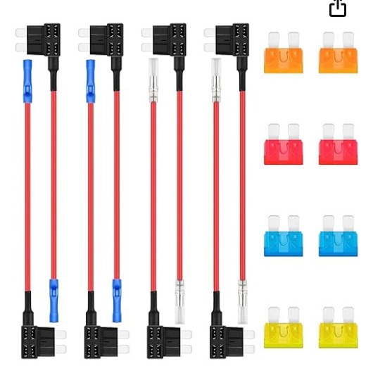 8件标准附加电路保险丝龙头ATS 中号小猪背刀片保险丝支架带线束1