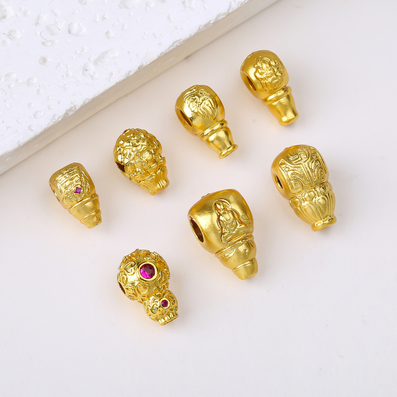 Ancient Gold Color-Preserving Bracelet Buddha Head Three-Way Accessories Zakiram Gourd Zircon Three-Way DIY Bracelet