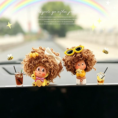 Car ornaments Hair Car Dashboard Decoration - afro-wishing-bottle-lucky-pudding-2-drinks-free-stickers