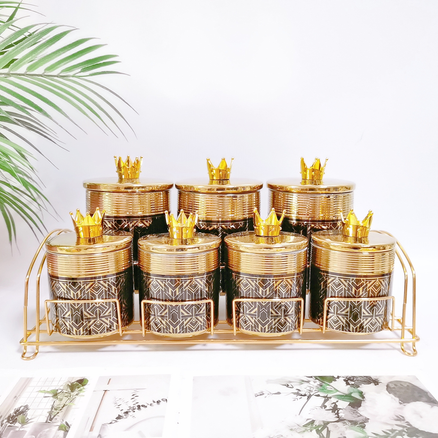 Comercio exterior transfronterizo de cerámica sellada tarro cocina almacenamiento condimento tarro multi-grano de almacenamiento de dulces tarro café té tarro traje