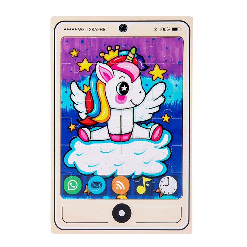 Madera 22 modelos de teléfonos móviles rompecabezas dibujos animados para niños rompecabezas plano de madera educación temprana para bebés juguetes intelectuales útiles
