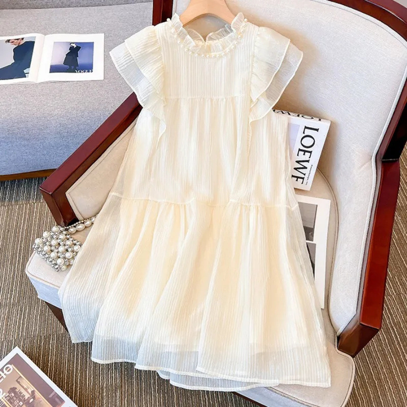 French-Style Sweet and Cute Age-Reducing Dress with Small Flying Sleeves for Women, Summer High-End Elegant Fairy Dress, Loose Short Skirt French-Style Sweet and Cute Age-Reducing Dress with Small Flying Sleeves for Women, Summer High-End Elegant Fairy Dress, Loose Short Skirt