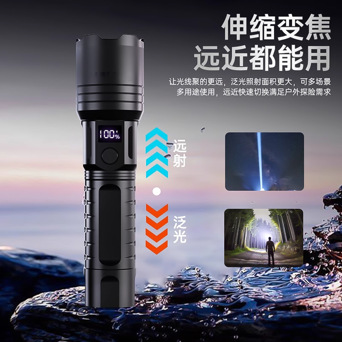 Flashlight with Strong Led Light, Rechargeable, Ultra-Bright, Long-Lasting, Long-Range, Small, Mini, Portable, Durable for Home and Outdoor Use, Xenon