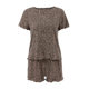 2025 ladies European and American fashion printing leopard print home clothes summer round neck short sleeve shorts pajamas cross-border wholesale