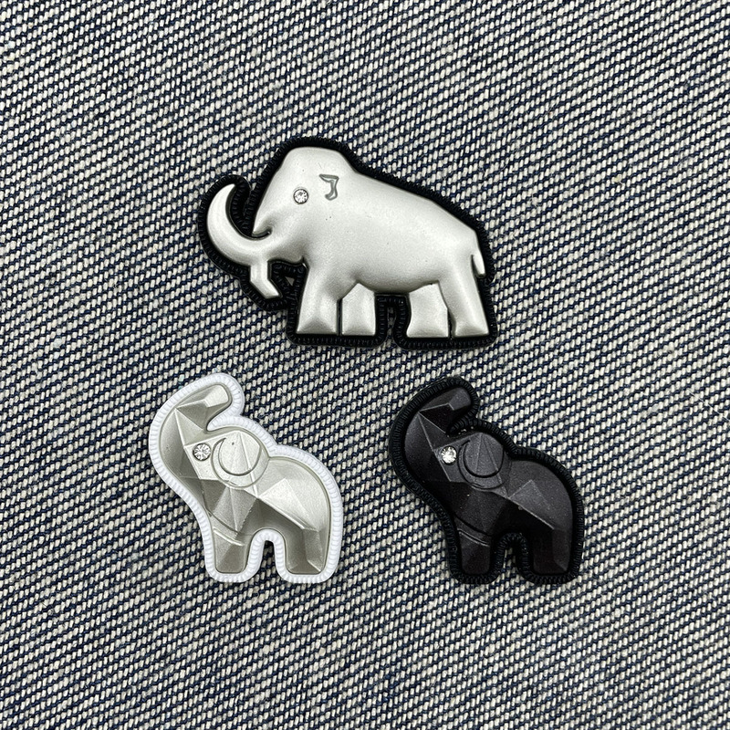 Geometric Mammoth Metal Silicone Patch, Trendy Brand Accessories for Bags, Boys' Shoes, Hats, Pants, Home Clothing, Decorative Appliques Geometric Mammoth Metal Silicone Patch, Trendy Brand Accessories for Bags, Boys' Shoes, Hats, Pants, Home Clothing, Decorative Appliques