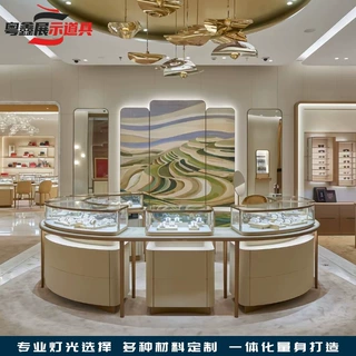 珠宝首饰展示柜玻璃不锈钢烤漆展柜商场高端奢侈品陈列柜中岛柜子