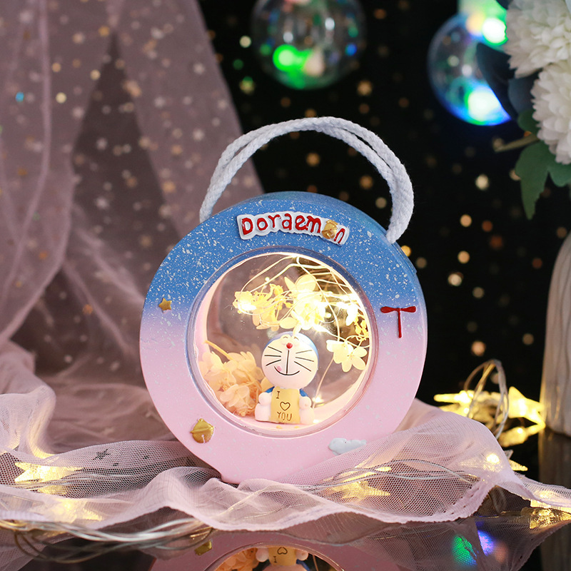 Creativo Pikachu vidrio de doble cara lámpara de noche portátil chica corazón ambiente decoración de la habitación adornos regalos de día de San Valentín