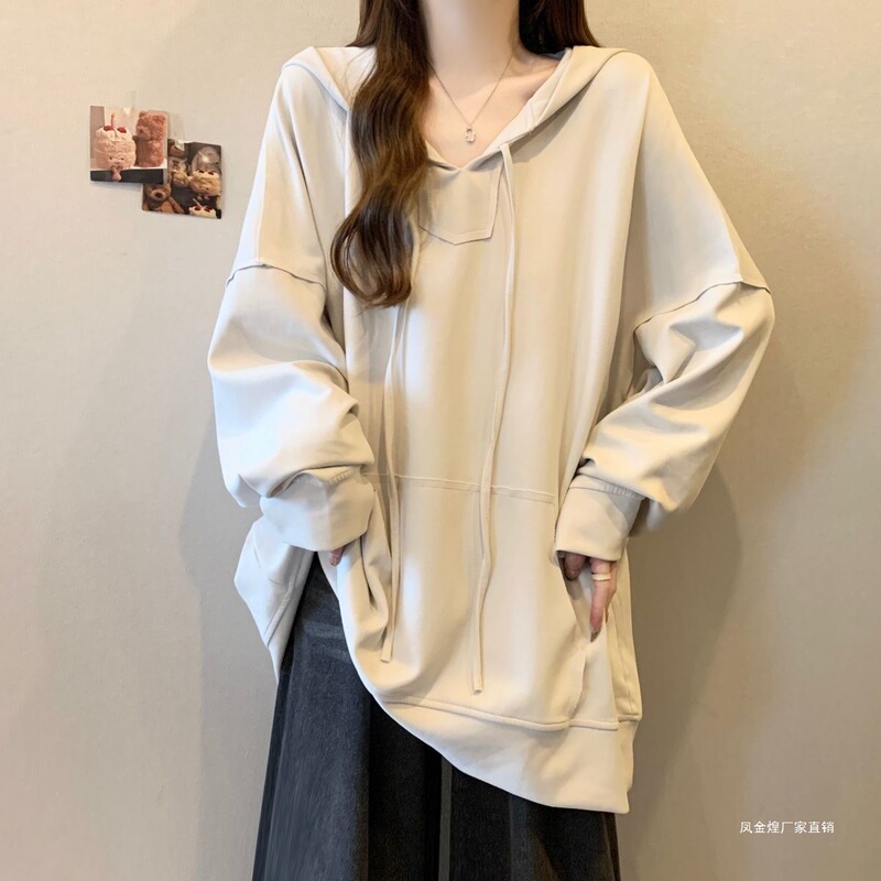 Plus-Size Autumn New Style Oversized Hooded Lazy Style Long-Sleeve Sweatshirt for Women, Loose Top, a Pair of Dyed Socks Plus-Size Autumn New Style Oversized Hooded Lazy Style Long-Sleeve Sweatshirt for Women, Loose Top, a Pair of Dyed Socks
