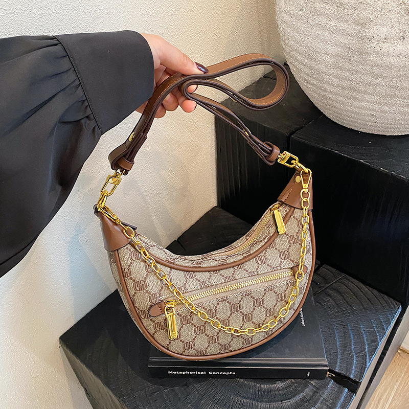 2025新型気質エンドウ豆バッグファッションシンプルプリント女性カバン餃子バッグハンドバッグチェーンシングルショルダーバッグ|undefined