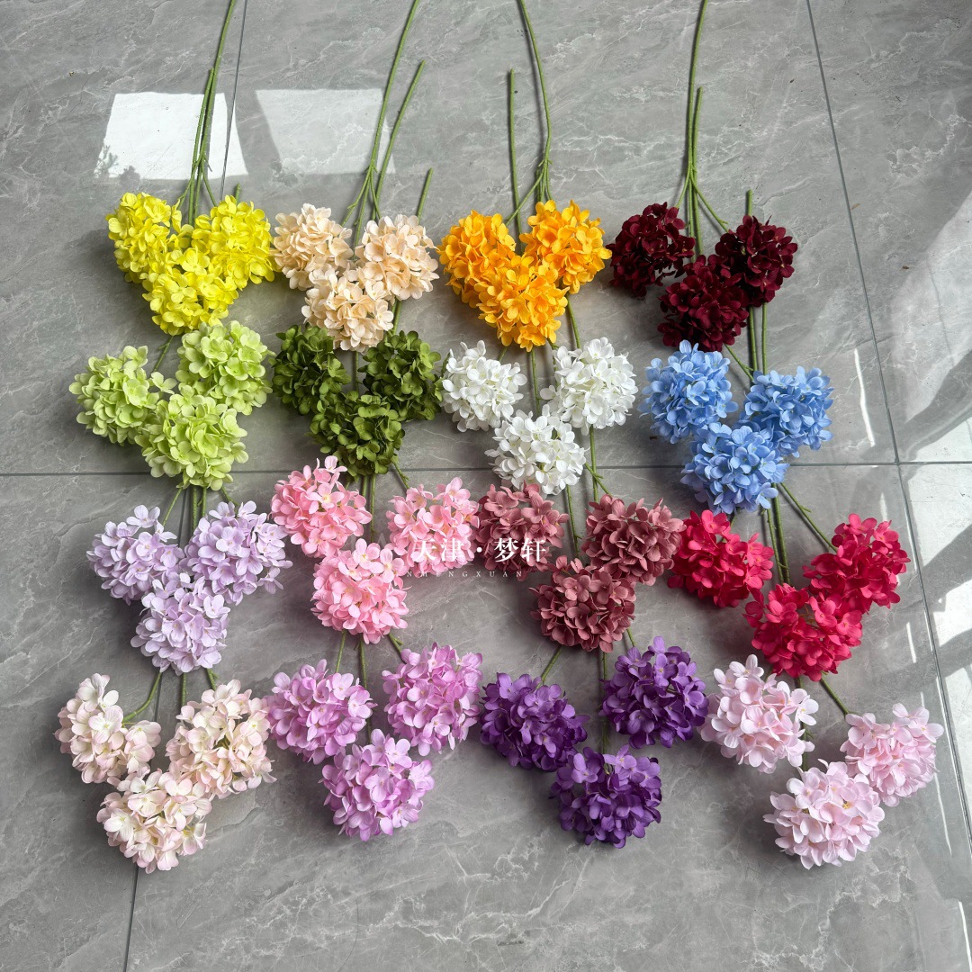 3 Small Oil Painting Hydrangeas, Wedding Road Guide Flower Arrangement, Home Decoration Ornaments, Hydrangea Dopamine Color Floral Small Hydrangeas