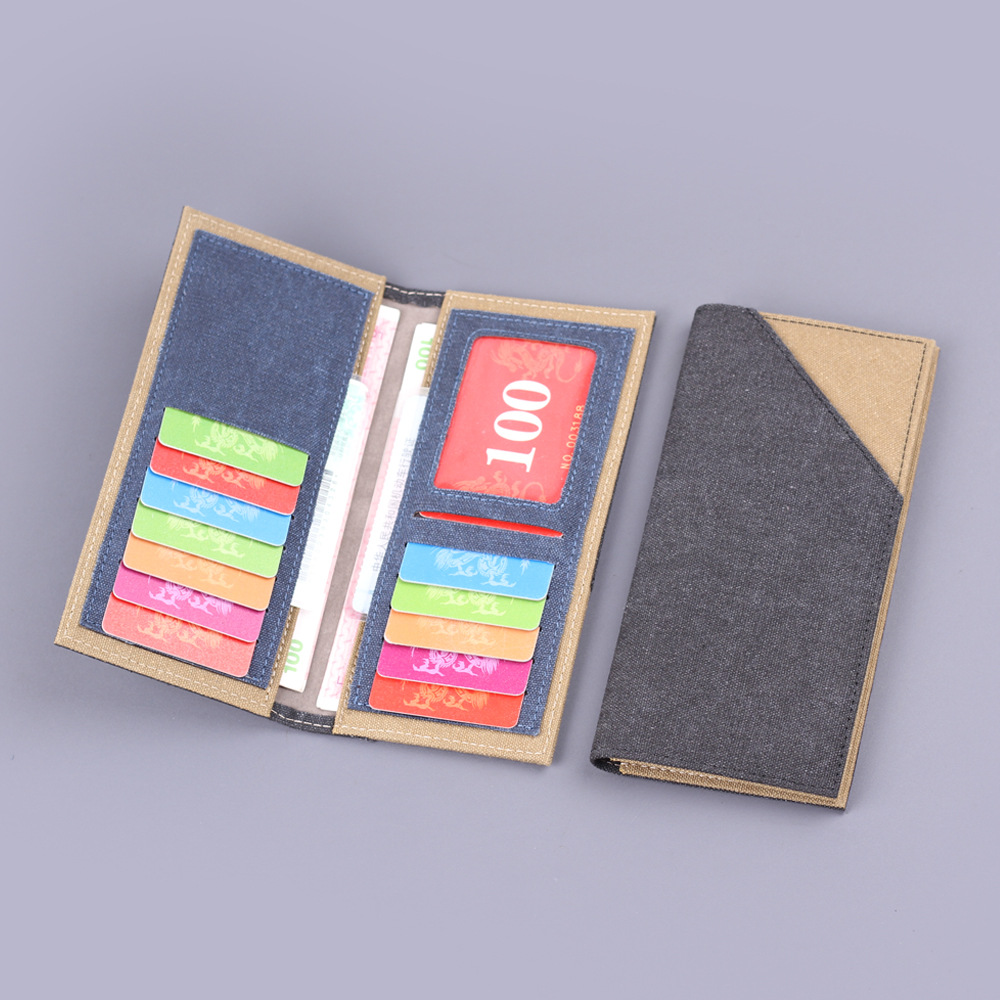 Cartera larga para hombres, lona, denim para hombres, cartera delgada para hombres, bolsa de trajes para hombres, bolsas de tarjetas, bolsas de tarjetas para tarjetas
