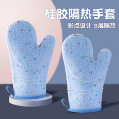 Amazon Long-handle Insulated Gloves Nordic Cartoon Thick Fleece Microwave Gloves Kitchen Oven Baking Gloves