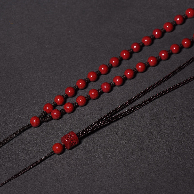 朱砂项链挂绳玉坠手工编织全珠链吊坠绳男女挂脖绳子扣玉佩配件佛