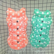 狗狗衣服 天羽波点马甲秋冬季爱宠两脚服饰立领纽扣装饰橙色绿色