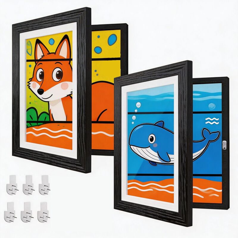 Flip-Top Photo Frame Kidsartframe Cross-Border Hot-Selling Children's Art Magnetic Picture Frame with Storage Capability