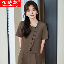 2024新款布萨龙busalong女短袖职业西服西裤正装套装工作服女1083