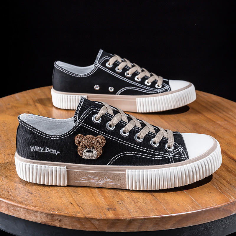 Oso zapatos de lona de los hombres de verano 2023 nuevo transpirable versátil de moda bajo-top estudiante zapatillas casuales zapatos de tela zapatos de moda