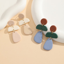 外贸欧美Ins几何手工聚合物黏土软陶耳环新款高级感时尚耳饰批发