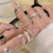 韩国925纯银素圈戒指女ins风小众设计百搭开口调节尾戒指环环形