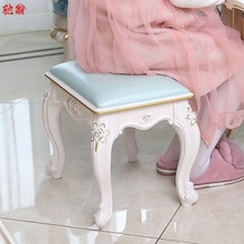 o2p欧式化妆凳子仿实木美式梳妆台椅子白色卧室现代简约梳妆凳