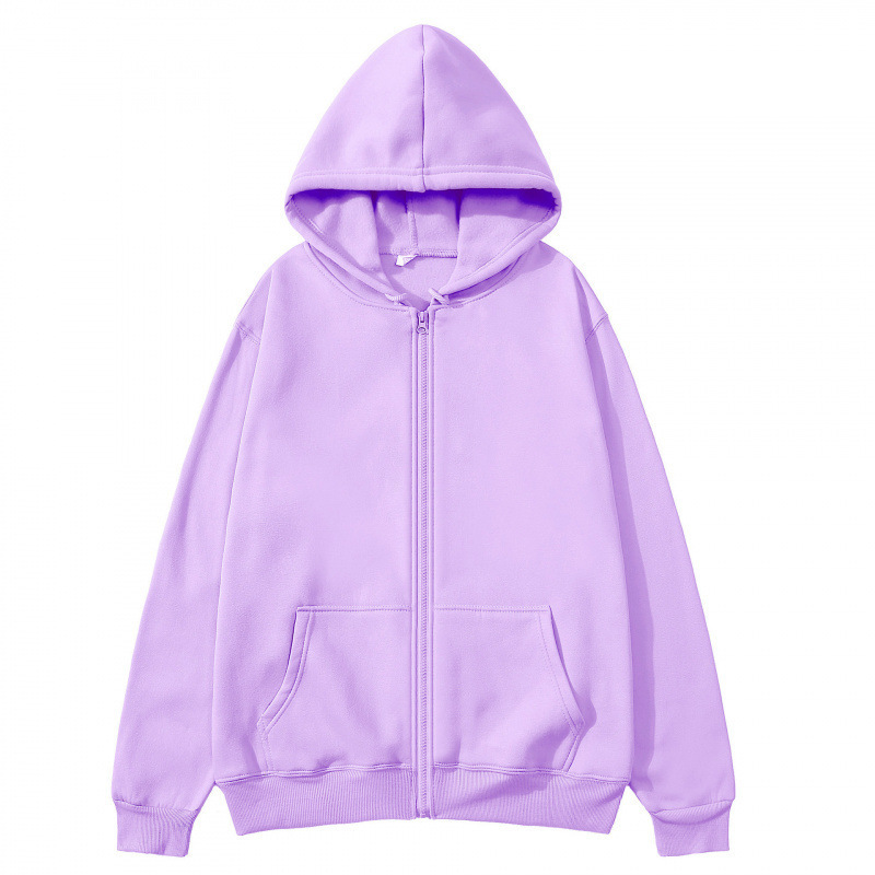 跨境欧美开衫连帽卫衣纯色运动服上衣秋冬季男女同款拉链短袖|undefined