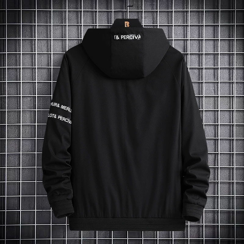 Demi-season sweatshirt for leisure, fashionable sports jacket with hood, plus size