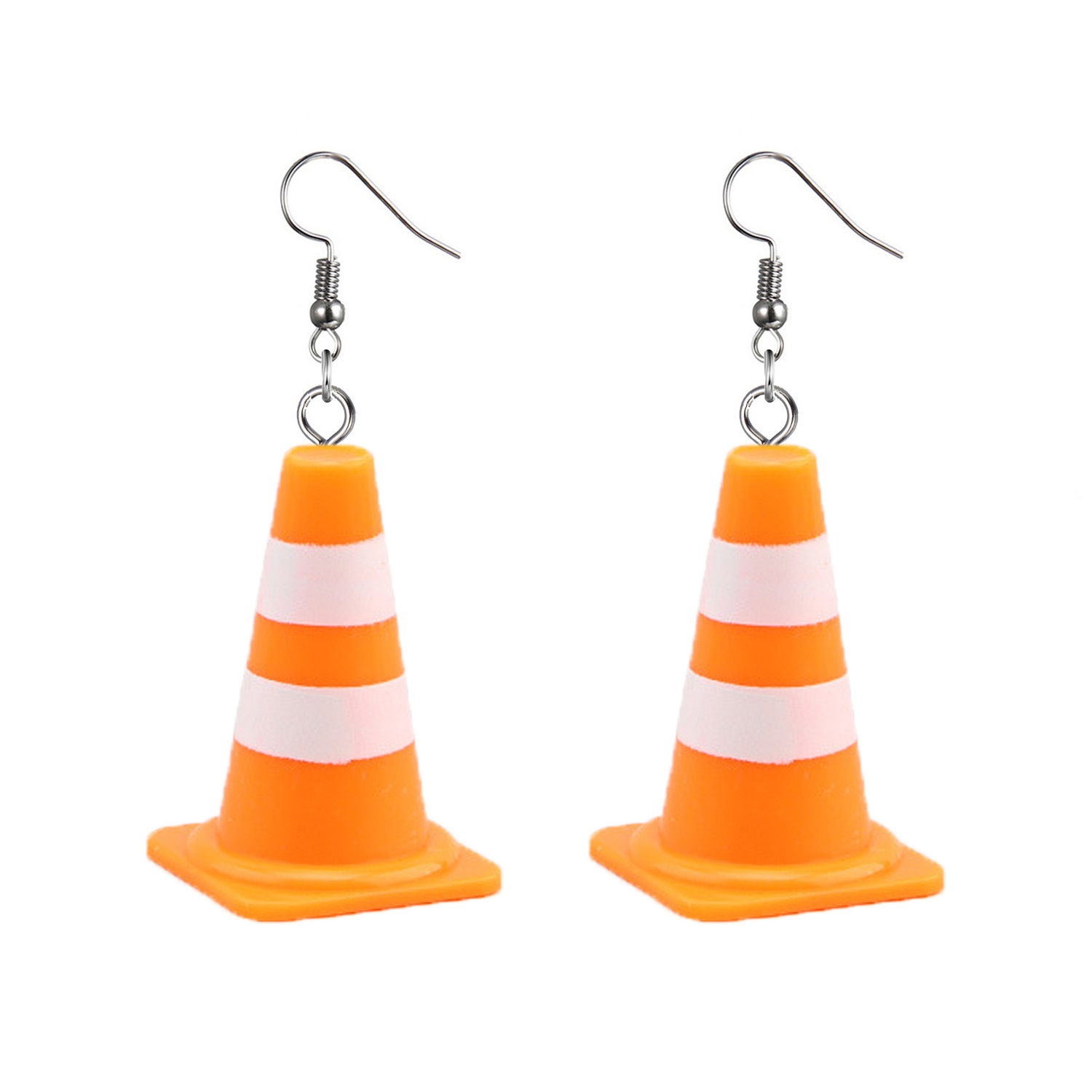 Cross-border Europe and the United States orange red yellow mini road cone earrings keychain niche creative personality funny ear jewelry