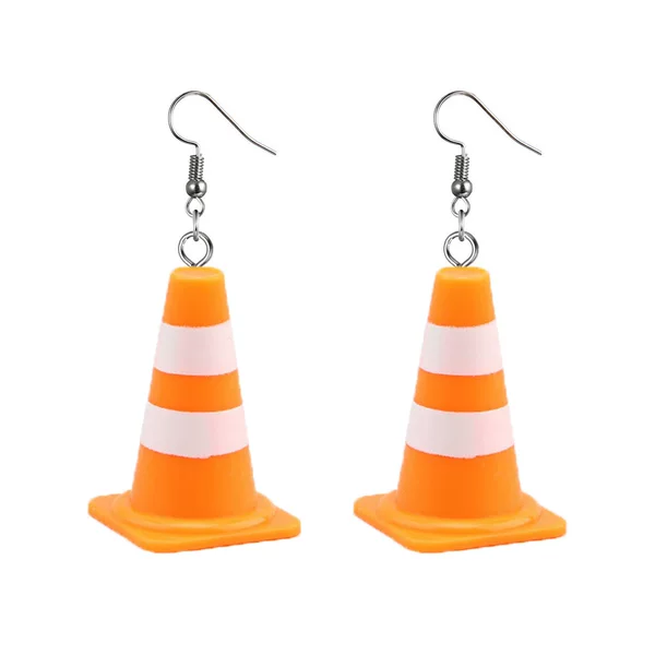 Cross-border Europe and the United States orange red yellow mini road cone earrings keychain niche creative personality funny ear jewelry