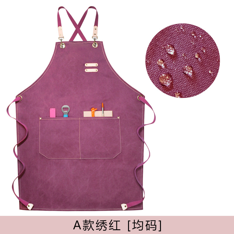 Amazon engrosada lienzo delantal logotipo personalizado leche té tienda bar chef peluquería guardapolvos delantal al por mayor