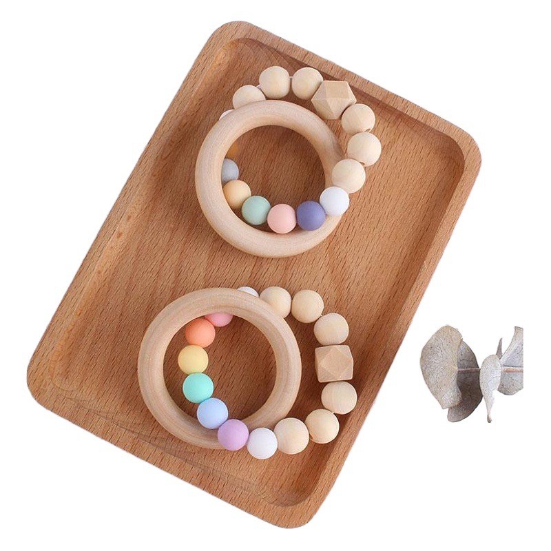 Nueva DIY creativo Hemu anillo macaron color juguete teether Seguridad Protección del Medio Ambiente pulsera de cuentas silicona teether