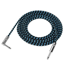 工厂批发彩色棉网编织6.35电吉他调音器扬声器乐器降噪音频连接线