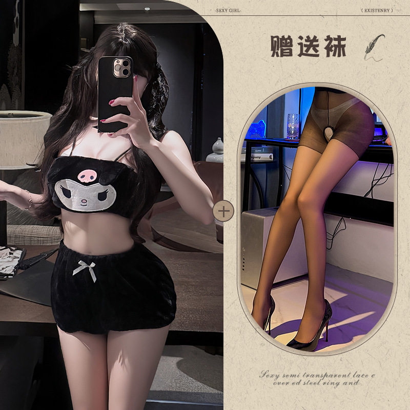 블랙 + 블랙 가랑이 없는 양말