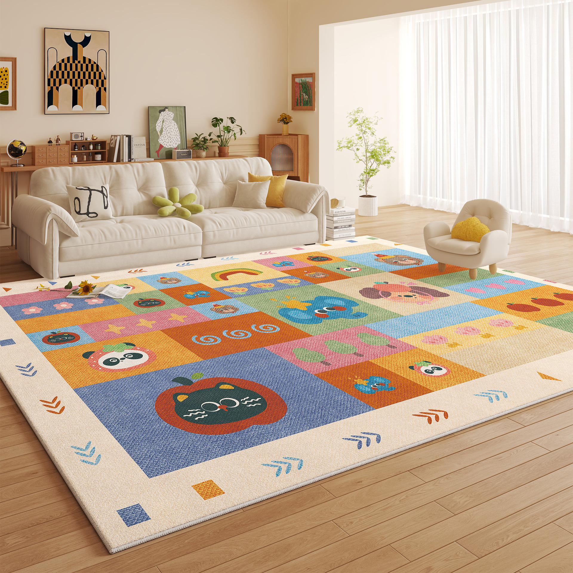 Nuevo alto grado de sensación de alfombra espesa de viento crema imitación de cashmere impermeable sin lavado se puede limpiar la almohadilla de mesa de té de la sala de estar del dormitorio